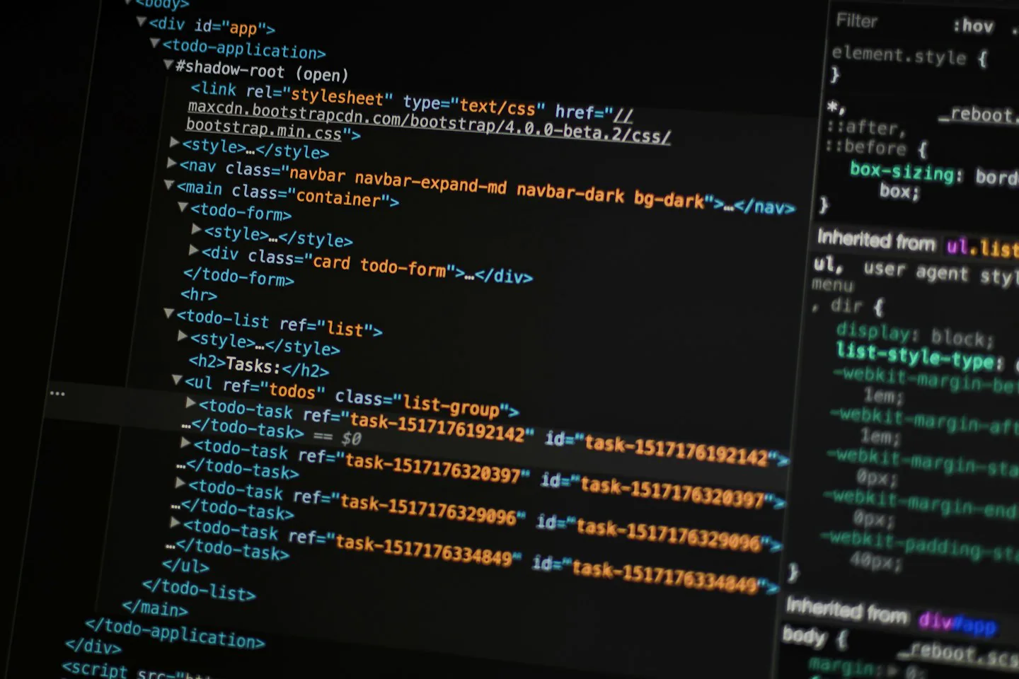 Programmcode auf einem Bildschirm